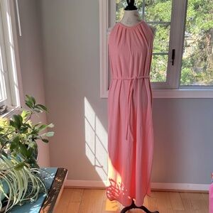 Vintage Vanity Fair peach ribbed terry cloth belted maxi gown dress‎ EVC size